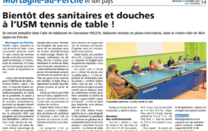 Journal Le Perche : 15 sept. 2021 : Bientôt des sanitaires et douches à l'USM tennis de table !