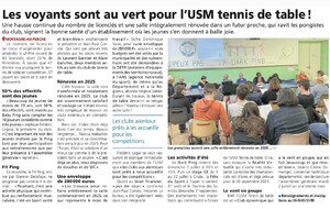 Le Perche - 10 juillet 2024 - Les voyants sont au vert pour l'USM Tennis de Table !